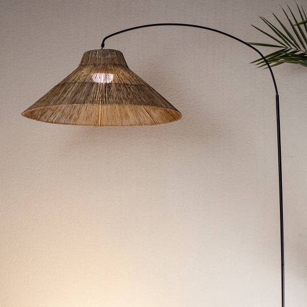 Stehleuchte Niza Typ B Stahl / Rattan - Schwarz - 1-flammig - Höhe: 220 cm