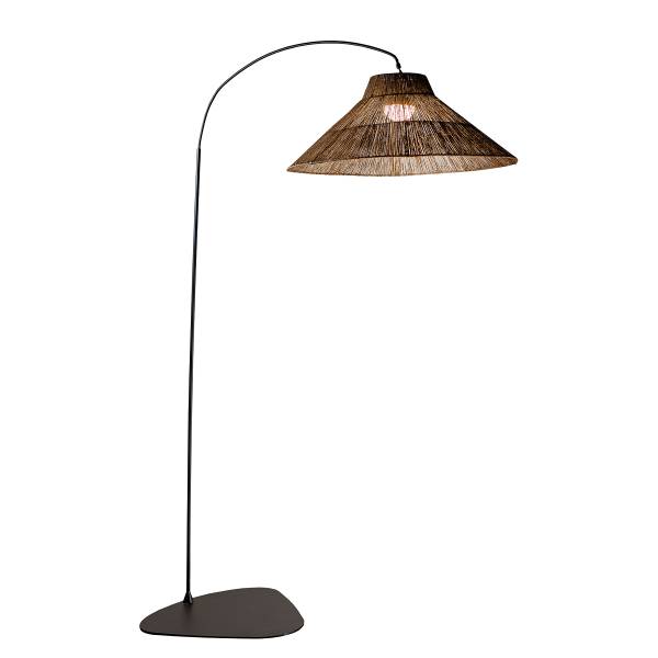 Stehleuchte Niza Typ B Stahl / Rattan - Schwarz - 1-flammig - Höhe: 220 cm