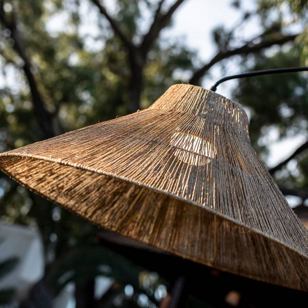 Stehleuchte Niza Typ B Stahl / Rattan - Schwarz - 1-flammig - Höhe: 220 cm