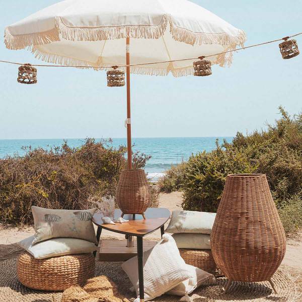 Catena luminosa solare Alba Marrone - Rattan - 22 x 14 x 800 cm
