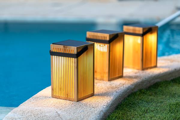Padverlichting Okinawa hout - bamboe - 15 x 24 x 15 cm