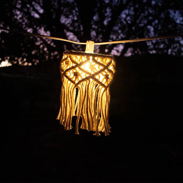 Catena luminosa solare Mykonos Bianco - Lana - 22 x 14 x 800 cm