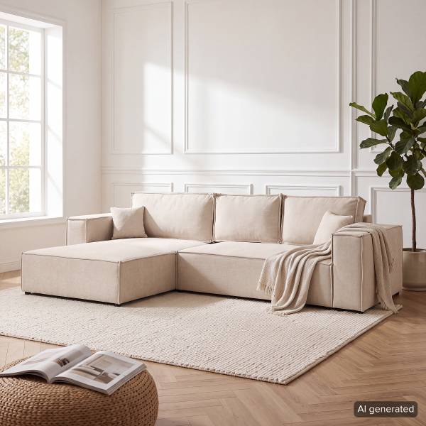 Ecksofa GAAVY mit Schlaffunktion 290 cm Webstoff Aranja: Beige