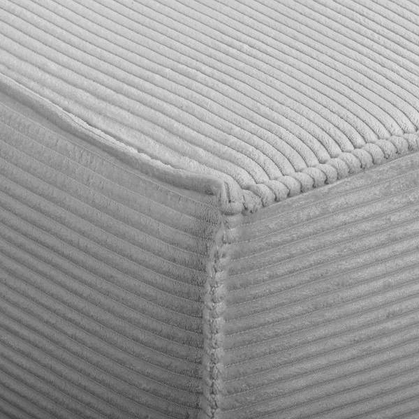 Ecksofa NIWARA mit Schlaffunktion Cordstoff Poppy: Hellgrau - Longchair davorstehend links
