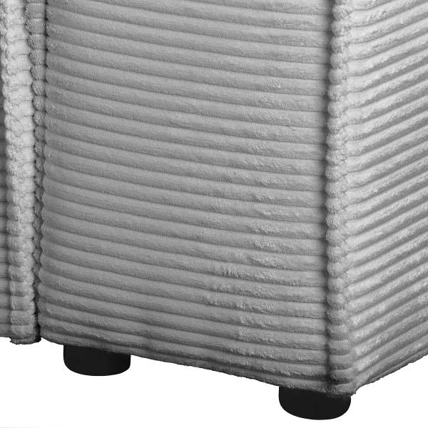 Ecksofa NIWARA mit Schlaffunktion Cordstoff Poppy: Hellgrau - Longchair davorstehend links