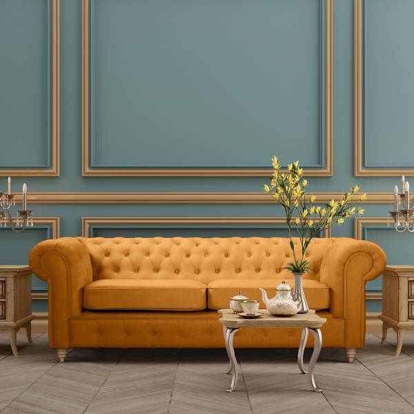 Bank Avoli microvezel Valeria: barnsteen - Breedte: 218 cm - slaapfunctie voor permanent gebruik