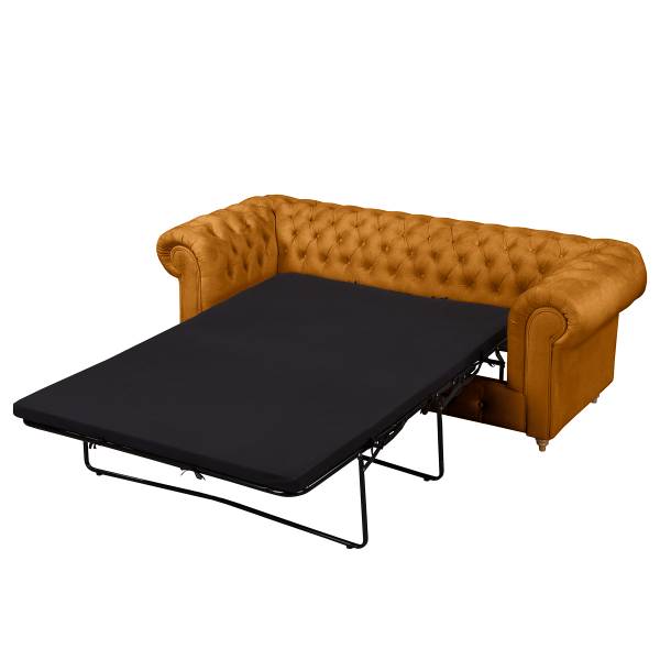 Bank Avoli microvezel Valeria: barnsteen - Breedte: 218 cm - slaapfunctie voor permanent gebruik