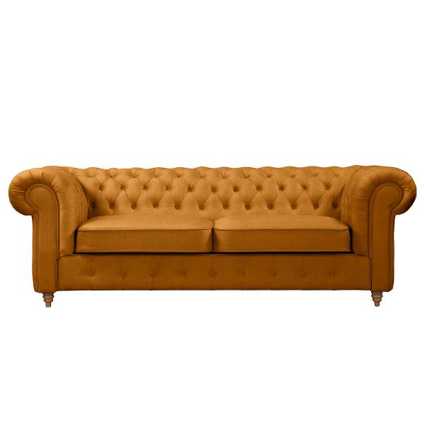 Bank Avoli microvezel Valeria: barnsteen - Breedte: 218 cm - slaapfunctie voor permanent gebruik