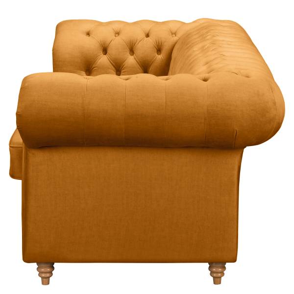 Bank Avoli microvezel Valeria: barnsteen - Breedte: 218 cm - slaapfunctie voor permanent gebruik