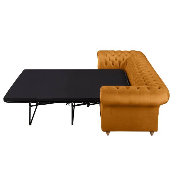 Bank Avoli microvezel Valeria: barnsteen - Breedte: 218 cm - slaapfunctie voor permanent gebruik