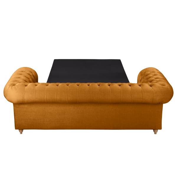 Bank Avoli microvezel Valeria: barnsteen - Breedte: 218 cm - slaapfunctie voor permanent gebruik