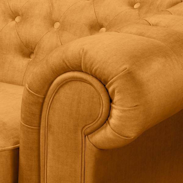 Bank Avoli microvezel Valeria: barnsteen - Breedte: 218 cm - slaapfunctie voor permanent gebruik