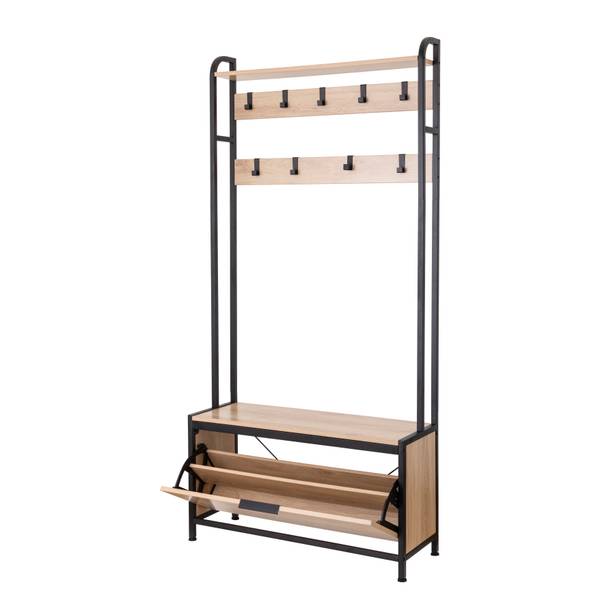 Garderobe Tarpey Eiche Dekor / Schwarz