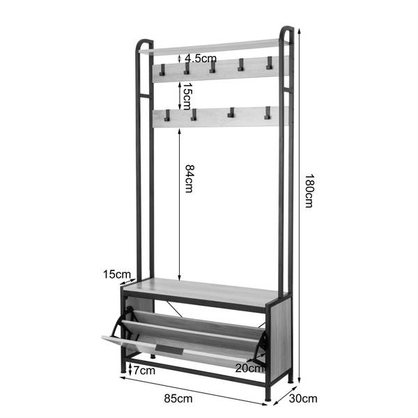 Garderobe Tarpey Eiche Dekor / Schwarz