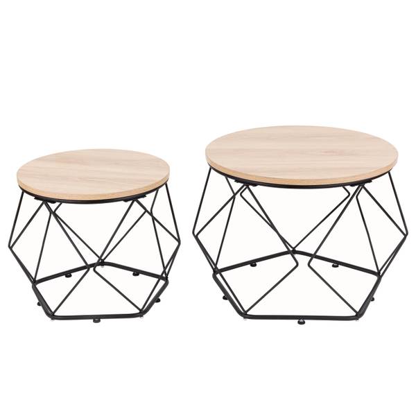 Tables d’appoint Rasnic - Lot de 2 Imitation chêne / Noir