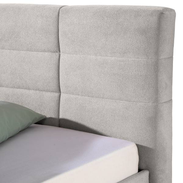 Lit capitonné Belameda Tissu structuré Cosma: Gris clair - 160 x 200cm