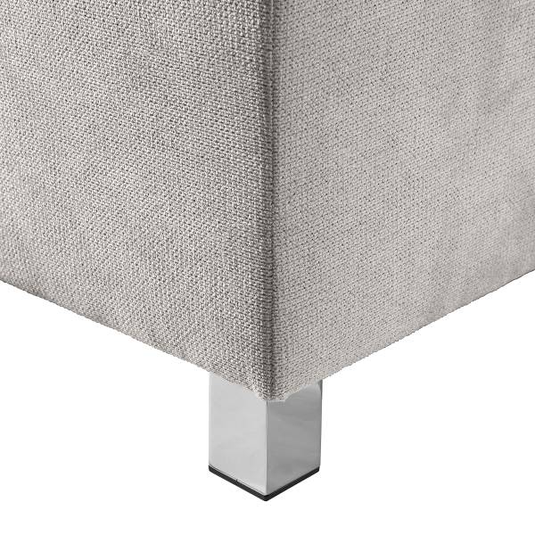 Lit capitonné Belameda Tissu structuré Cosma: Gris clair - 160 x 200cm