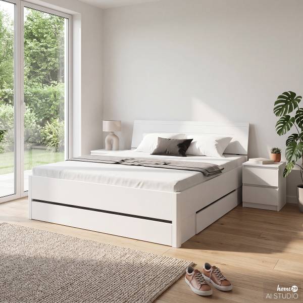 Beleuchtetes Bettgestell Domeys Weiß - 180 x 200cm
