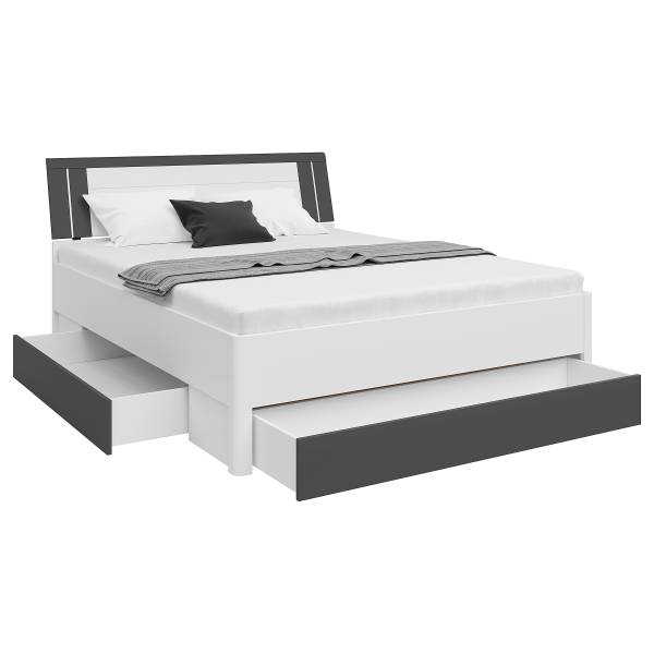 Beleuchtetes Bettgestell Domeys Weiß / Graphit - 160 x 200cm