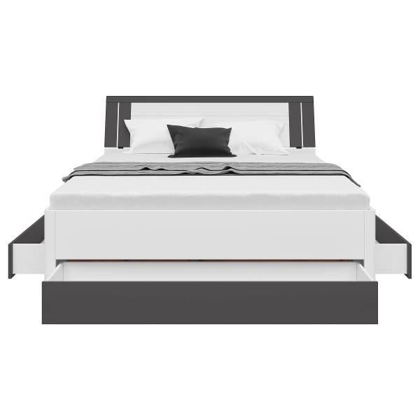 Beleuchtetes Bettgestell Domeys Weiß / Graphit - 160 x 200cm