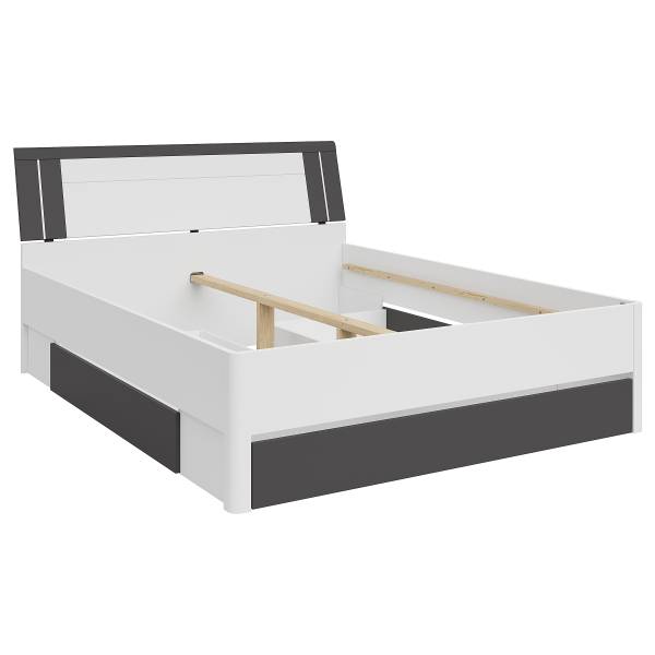 Beleuchtetes Bettgestell Domeys Weiß / Graphit - 160 x 200cm