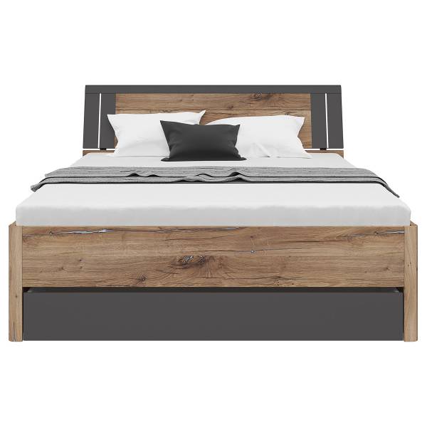 Bedframe met verlichting Domeys grafiet/tin-eikenhouten look - 160 x 200 cm
