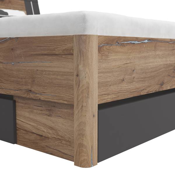 Bedframe met verlichting Domeys grafiet/tin-eikenhouten look - 160 x 200 cm