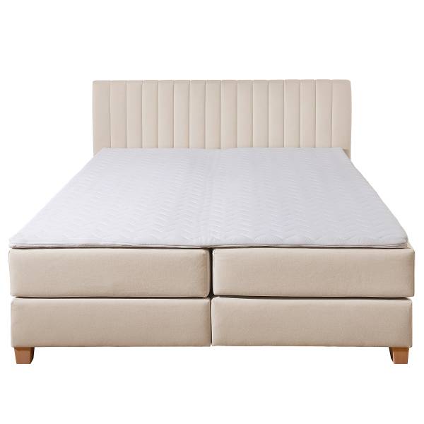 Boxspringbett Montini Webstoff Ramse: Ecru - 180 x 200cm - Bonellfederkernmatratze - H3
