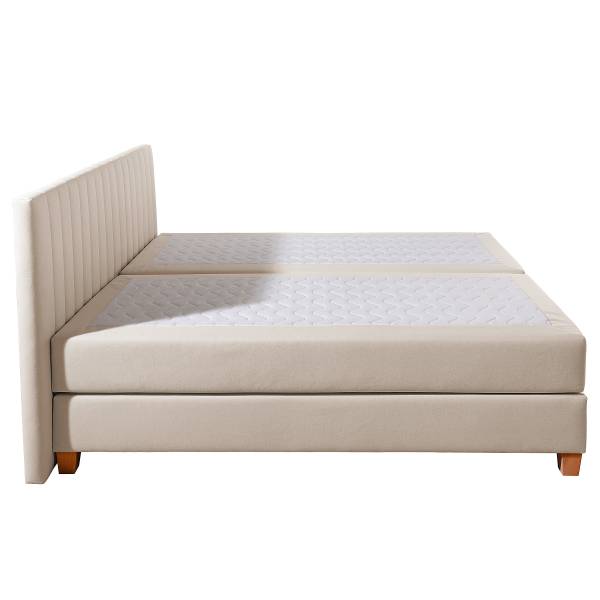 Boxspringbett Montini Webstoff Ramse: Ecru - 180 x 200cm - Bonellfederkernmatratze - H3