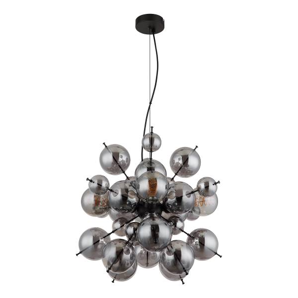 Pendelleuchte Udo Typ B Rauchglas / Eisen - 4-flammig - Weiß