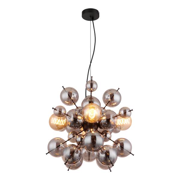 Pendelleuchte Udo Typ B Rauchglas / Eisen - 4-flammig - Weiß