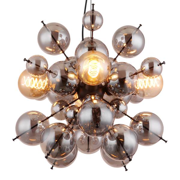 Pendelleuchte Udo Typ B Rauchglas / Eisen - 4-flammig - Weiß