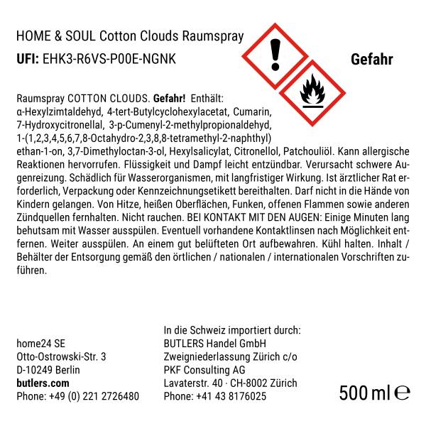 Huisparfum HOME & SOUL Cotton Clouds glas/huisparfum/kunststof - transparant