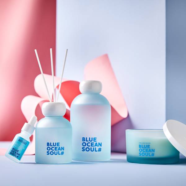 Parfum MELLOW MOOD Blue Ocean Soul Verre / polyester / parfum d’ambiance - Bleu pastel - Quantité de remplissage : 150 ml