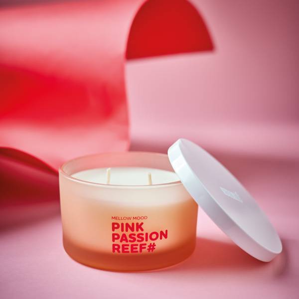 Duftkerze MELLOW MOOD Pink Passion Reef Sojawachs/Paraffin/Glas/Metall - Pastellrot