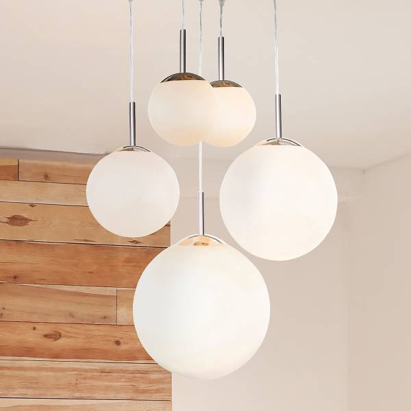 Pendelleuchte Balla Milchglas / Eisen - 5-flammig