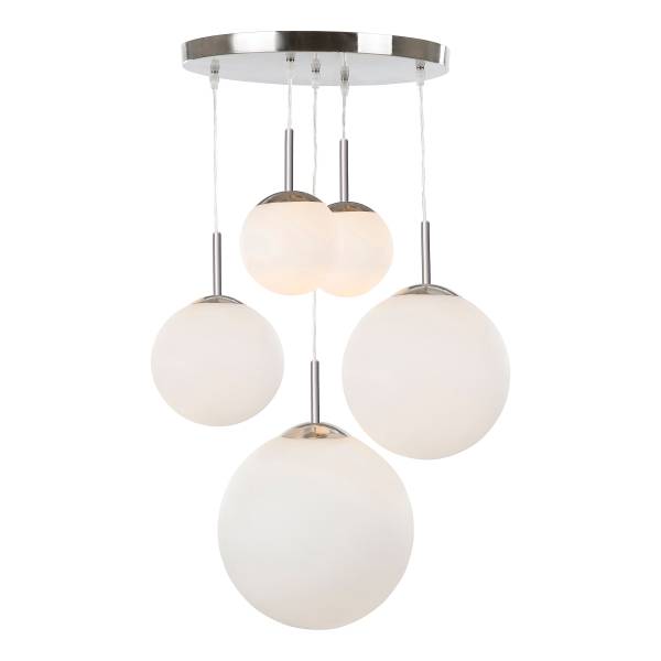 Pendelleuchte Balla Milchglas / Eisen - 5-flammig