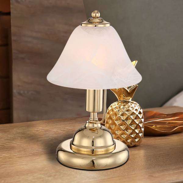 Lampada da tavolo Antique I Vetro opalino / Ferro - 1 punto luce - Ottone