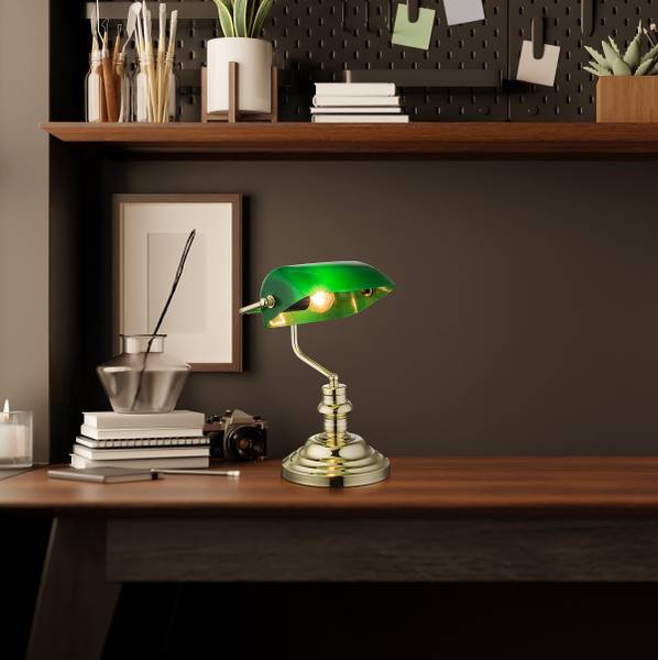 Lampe de table Antique Plexiglas / Fer - 1 ampoule - Vert / Doré