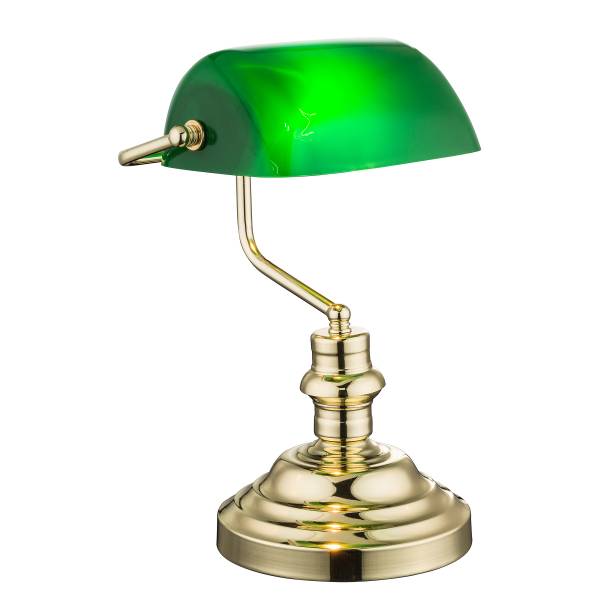 Lampe de table Antique Plexiglas / Fer - 1 ampoule - Vert / Doré