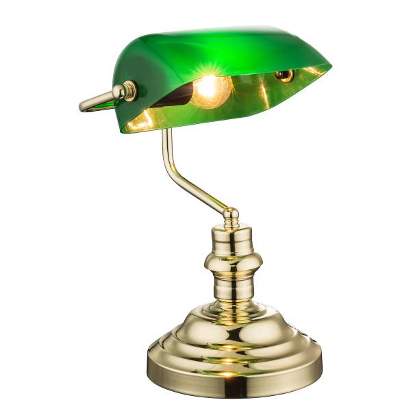 Lampe de table Antique Plexiglas / Fer - 1 ampoule - Vert / Doré