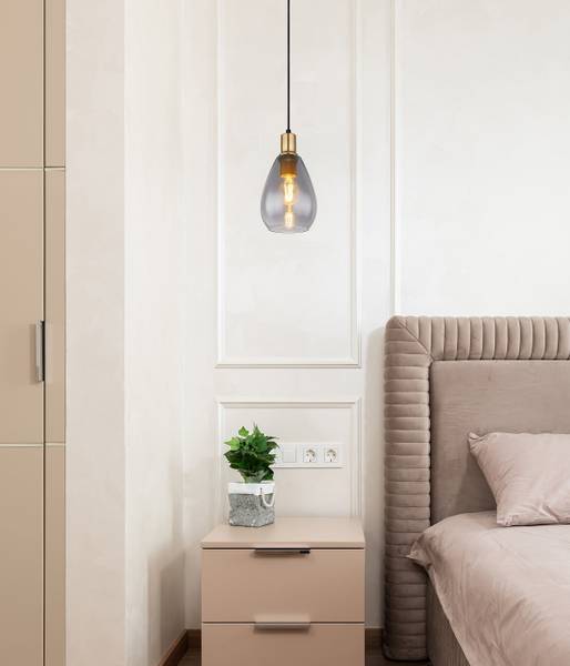 Lampada a sospensione Fanni B Vetro fumè / Ferro - 1 punti luce