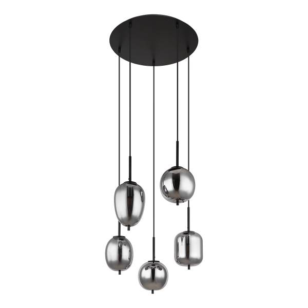 Lampada a sospensione Blacky A Vetro fumè / Ferro - 5 punti luce