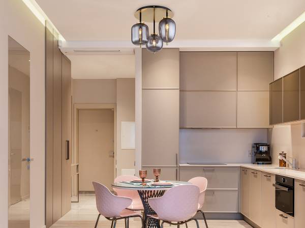 Deckenleuchte Blacky Typ B Rauchglas / Eisen - 3-flammig