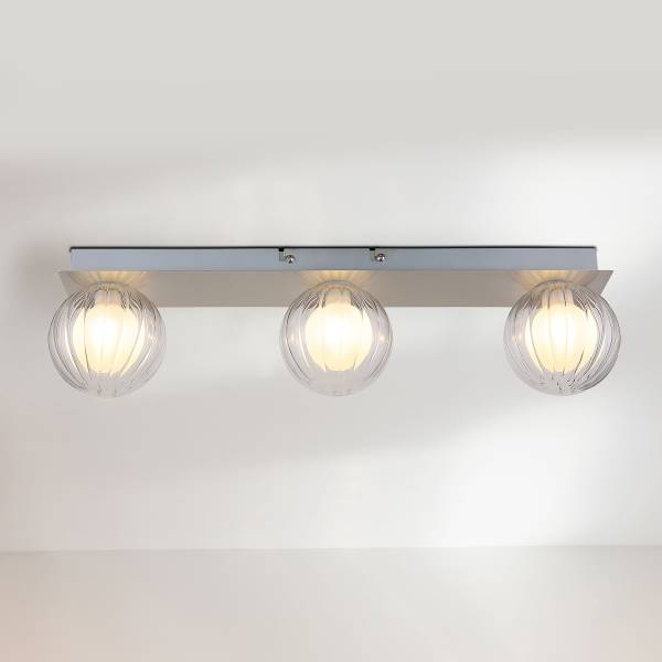 Lampada da soffitto Ander Vetro trasparente / Ferro - 3 punto luce - Argento
