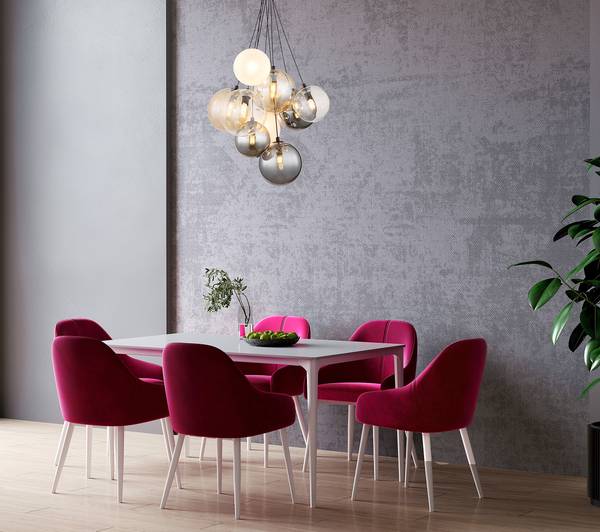 Suspension Ballgi - Type A Verre fumé / Fer - 9 ampoules