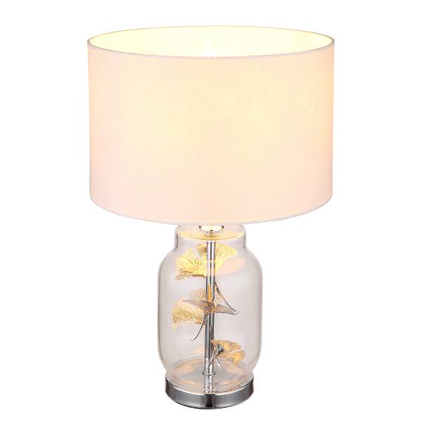 Lampada da tavolo Ginko Tessuto strutturato / Vetro - 1 punto luce - Bianco