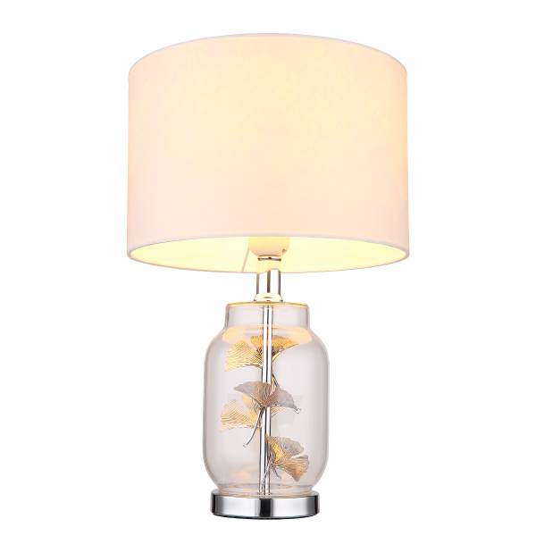 Lampada da tavolo Ginko Tessuto strutturato / Vetro - 1 punto luce - Bianco