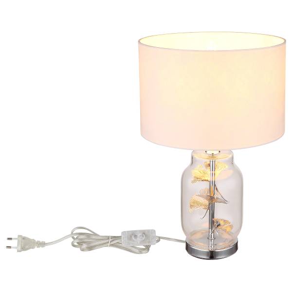 Lampada da tavolo Ginko Tessuto strutturato / Vetro - 1 punto luce - Bianco