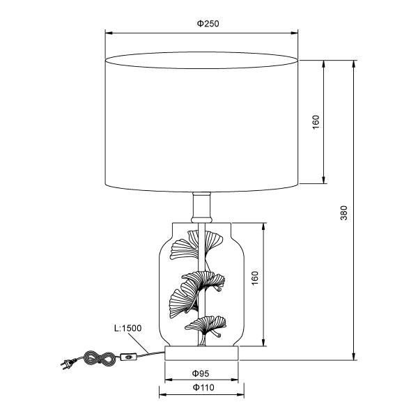 Lampada da tavolo Ginko Tessuto strutturato / Vetro - 1 punto luce - Bianco